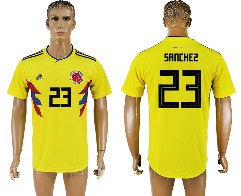 2018 world cup Maillot de foot COLUMBIA #23 SANCHEZ YELLOW